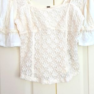 Light creamy, lacy blouse